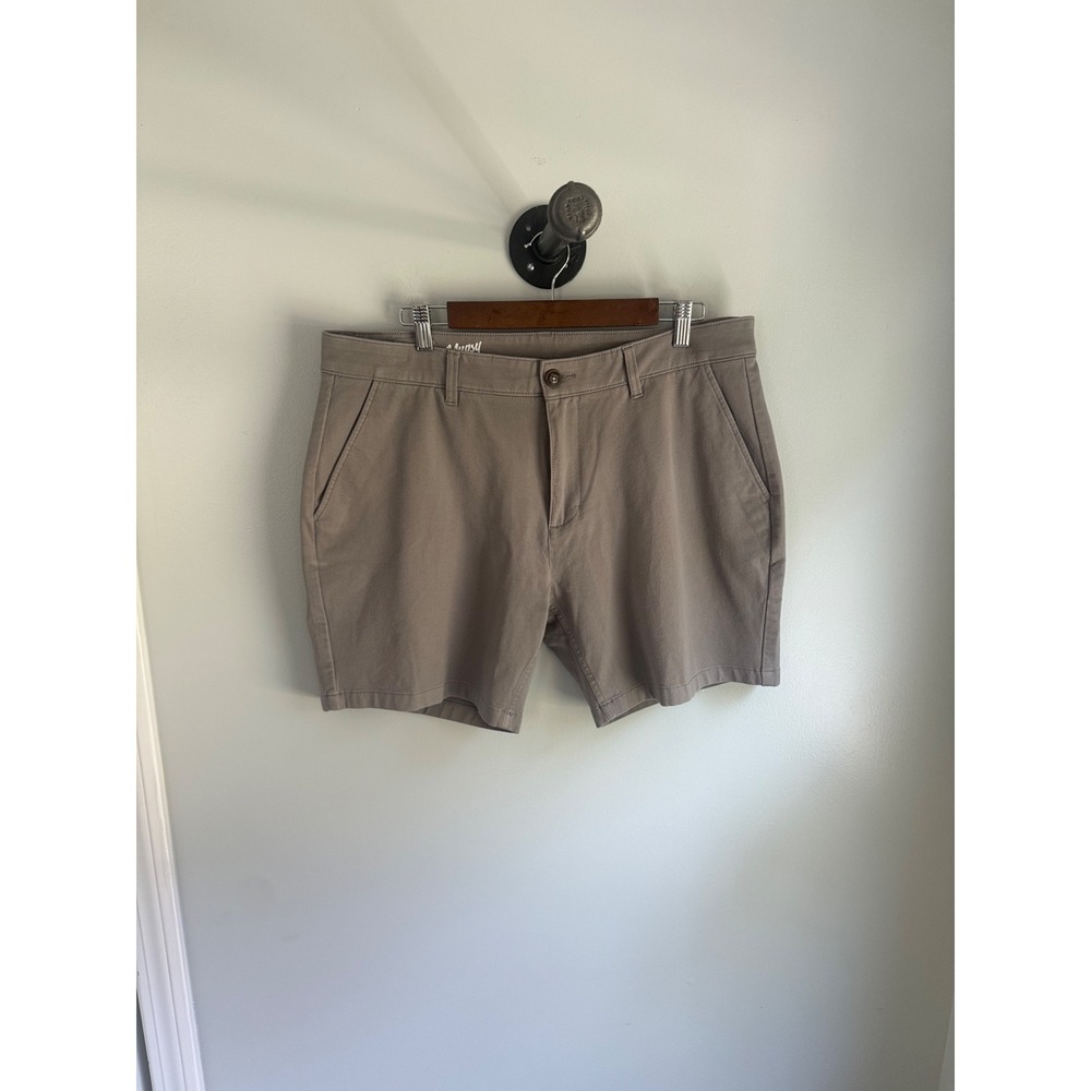 Mugsy Damens Chino Shorts Mens 36 Grey Tan Taupe 7 Inch Inseam Stretch Twill